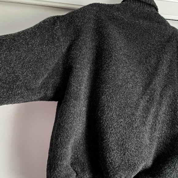Peruvian Connection Bomber Jacket Size M Gray Alpaca Wool Vintage Button Coat - Picture 9 of 15